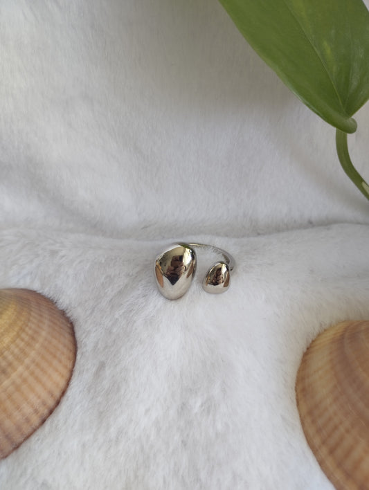 Anillo gotas plateado